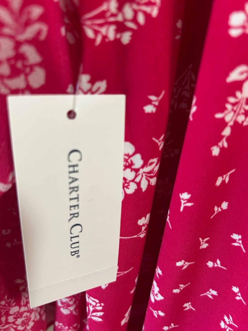 Charter Club Fuchsia Floral Pintuck V-Neck Tunic - Picture 6 of 6
